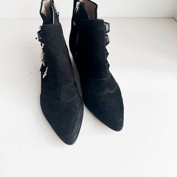 Zara Black Suede Buckle Detail Short Booties 40 - Picture 4 of 9